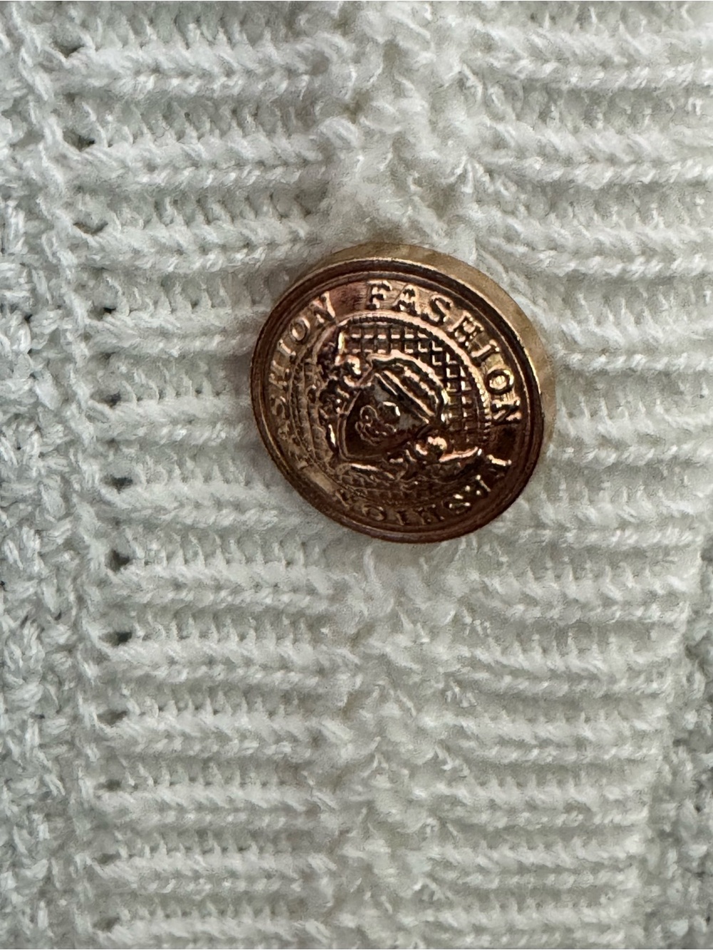 Button-Front Cream Knit Top with Patch Pockets - Picture 5 of 6